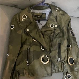 Camouflage leather jacket